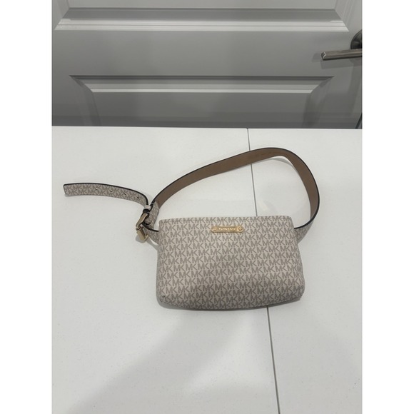 Michael Kors Handbags - Michael Kors S/M Fanny Pack Logo Waist Belt Bag - Vanilla/ Gold